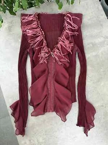 Vintage plissierter Reißverschlussbluse Damen Größe Xs - Bild 1 von 10