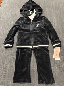 NEW 2 piece Juicy Couture baby tracksuit black velour - 12 months - Picture 1 of 13