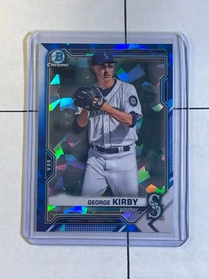 George Kirby 2021 Bowman Chrome Prospect Sapphire Refractor BCP-117 Mariners - Image 1 of 2