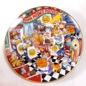 Franklin Mint Gold Medal Flour Cat Plate "Pizzaria" by Bill Bell - Picture 1 of 2