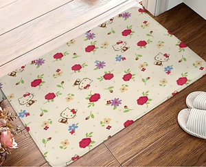 Hello Kitty Accent Rug Roses Floral Bathroom Kitchen Decorative Soft Floor Mat - Picture 1 of 15