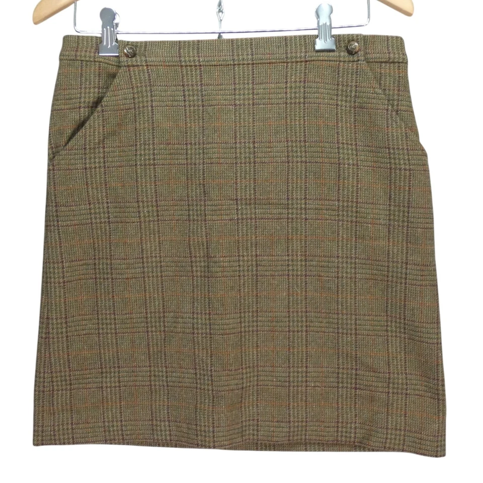 Falda Ralph Lauren Vintage Cuadros Mini Lápiz Tweed Cordero Lana Angora Talla UK 10 Foto 1 de 4