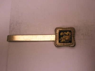 Clip de barra de corbata vintage de 2-1/8" en escamas doradas en acrílico tono dorado diseño simple Foto 1 de 4