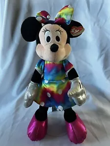 Sparkle TY Beanie Buddies DISNEY MINNIE MOUSE Plush STUFFY Rainbow Dress - Picture 1 of 8