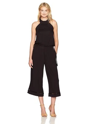 /LX031/ Catherine Malandrino Tie-Neck Rayon Jersey Jumpsuit Black Sz XL $128 - Image 1 of 2
