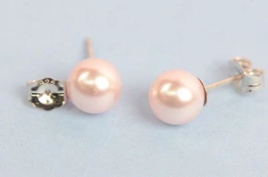 925 Sterling Silver Beautiful Swarovski Pearls Stud Earrings for Women 7MM - Picture 1 of 2