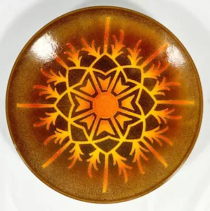 Poole Pottery No 4 Delphis Aegean Abstract Floral Orange Brown BOWL 10 1/2" Vtg - Picture 1 of 19