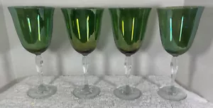 Crate & Barrel Lyric Green Water or Wine Goblets Glass - Set of 4 - Picture 1 of 12