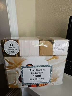 Hotel Bamboo Collection Sheet  Set King Size 6 Pcs Bamboo 1800 Multicolor... - Image 1 of 4
