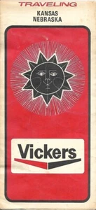 Mapa de ruta 1971 de Vickers Refining Co. Kansas Nebraska Topeka Wichita Omaha Lincoln - Imagen 1 de 4