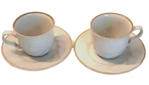 2 Teacups Saucers Vintage Sculptura Hearthside Stoneware Japan Coffee - Picture 1 of 9