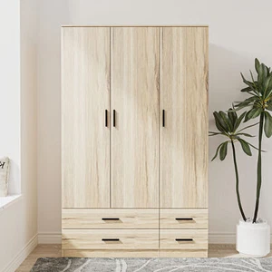 3 Door 4 Drawer Wardrobe Storage Shelf Hanging Wardrobe Bedroom Modern Furniture - Picture 1 of 152