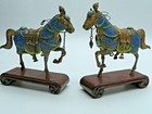Paar Pferde Silber Emaille China Vintage Chinese silver enamel horses