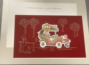 VINTAGE HENRI LAFAYETTE SALESMAN SAMPLE SANTAMOBILE MODEL T CHRISTMAS CARD - Picture 1 of 3