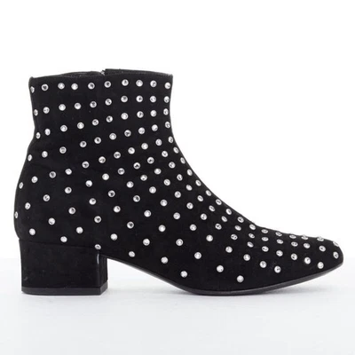 SAINT LAURENT Negro Gamuza Strass Cristal Embellecido Botín Zapato EU35 US5 Foto 1 de 4