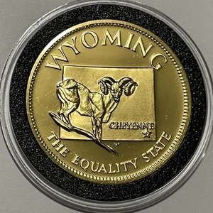 Wyoming State Proof Münze 24k Gold über Sterling Silber selten Sammler rund - Bild 1 von 18