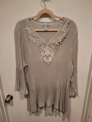 Top túnica plisada de gasa gris Catherines talla 2X carrera boda invitado evento hada Foto 1 de 4