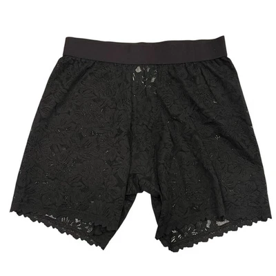 NWT AERIE Boyshort Pantie Sz S-M-XL Black Lace Elastic Waistband - Image 1 of 4