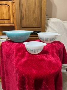 Vintage Pyrex Amish Butterprint Rührschüssel Set - 3 Stück Set (#441, #443, #444) - Bild 1 von 9