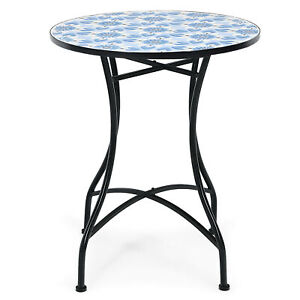 Mosaic Patio Round Bistro Table Outdoor Dining Table Garden Plant Stand
