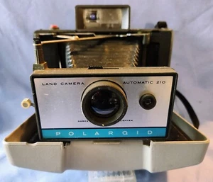 Vtg 60s Polaroid Automatic 210 Land Camera, Carry Strap, Cold Clip, & Documents - Picture 1 of 9