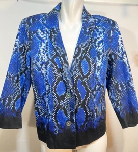 Chaqueta Blazer Michael Kors Mujer Azul Piel de Serpiente 10 Grande Algodón Forrado - Imagen 1 de 9