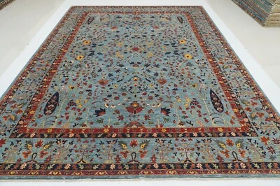 9 x 12 ft Blue Kashmir Tree of Life Afghan Hand knotted Wool Oriental Area rug - Image 1 of 4