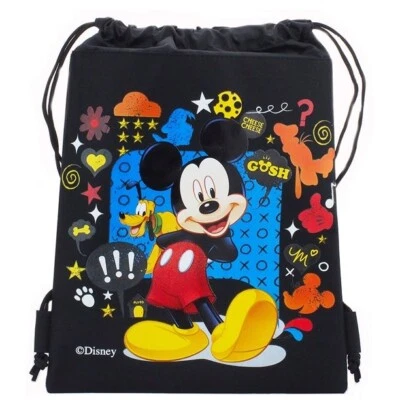 Black Disney Mickey Mouse GOSH Drawstring Backpack Sling Tote School Gym Bag - Image 1 of 2