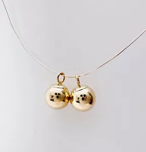 JUEGO DE 2 - Mini dijes colgantes de 6 mm de cuentas de bola de oro amarillo macizo de 14K 6x8,6 mm - Imagen 1 de 15
