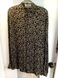 Geometric Circle Design Pronto Uomo Rayon Dress Shirt XL Made In Italy - Picture 1 of 7