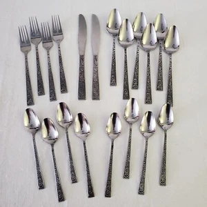 Hanford Forge FLORECIENTE 20 pezzi misti cucchiai forchette coltelli floreale inox - Foto 1 di 6