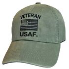Usaf Veteran American Flag Embroidered Baseball Hat Washed Cotton Cap
