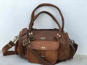 13" Women's Leather Travel Duffel Gym Vintage Luggage Overnight Weekend Bag - Picture 1 of 5