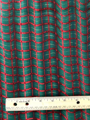 Concord Fabrics Red Metallic Stripes on Green Fabric Cotton 44" x 36 shimmers - Image 1 of 2