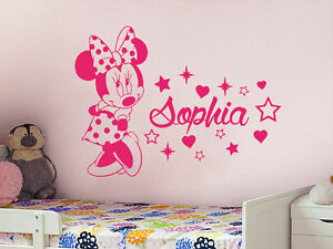 Wall Stickers custom baby name Minnie mouse heart vinyl decal decor Nursery kids