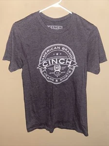 Cinch Short Sleeve Graphic Print Logo Shirt Gray Adults size S Small Cowboy - Picture 1 of 4