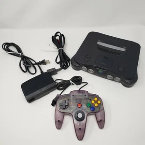 Nintendo 64 Console NUS-001 USA Purple Bundle With Jumper Pak Tested All Cords - Picture 1 of 11