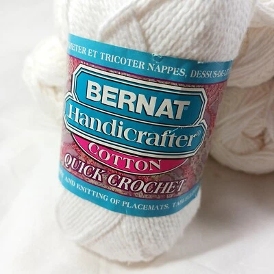 Bernat Handicrafter Cotton Quick Crochet Yarn White #101 Lot of 8 Skeins NEW - Image 1 of 4