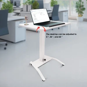 Adjustable 10??-30?? Rolling Podium Desk Standing Lifting Computer Desk White - Picture 1 of 17