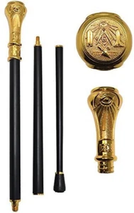 Classy Freemason Walking Stick Cane with Engraved Masonic Symbols on Handle - Picture 1 of 2