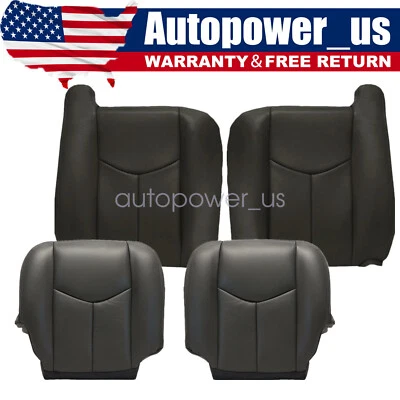 Cubierta de asiento delantera inferior y superior de cuero gris para 03-07 Chevy Silverado GMC Sierra Foto 1 de 4
