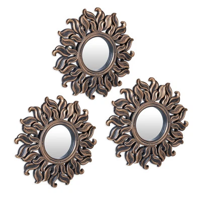 Spiegel 3er Set Sonnenstrahlspiegel Hängespiegel Wandspiegel Sonnenspiegel Deko - Bild 1 von 4