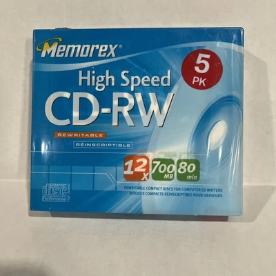 CD-RW Memorex 高速空白 CD-RW 磁盘 5PK 12x 700 MB 80 分钟 — 第 1/3 张图片