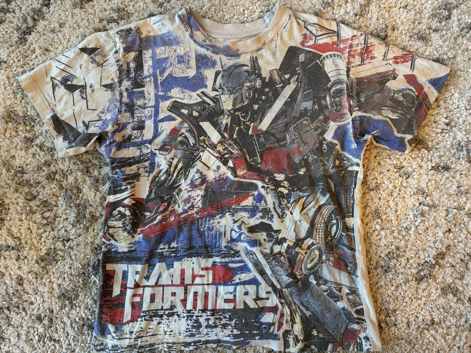 Camiseta Transformers Juvenil 14/16 Beige Gráfico Optimus Prime Robot Película 2011 Foto 1 de 4