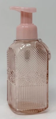 BATH BODY WORKS PINK FLOWER GLASS GENTLE FOAMING HAND SOAP DISPENSER HOLDER PUMP - Image 1 of 4