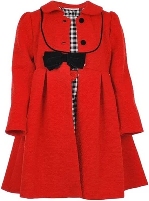 Bonnie Jean Bebé Niña Navidad Vacaciones Papá Noel Rojo Negro Vestido a Cuadros Conjunto de Abrigo Foto 1 de 3