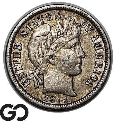 1914-D Barber Dime, Mint Luster, AU - Image 1 of 3