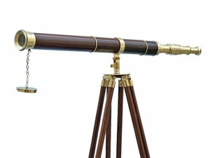 60" Floor Standing Admiral Brass-Wood Telescope;Nautical Home Decor,Cyber Monday - Picture 1 of 9