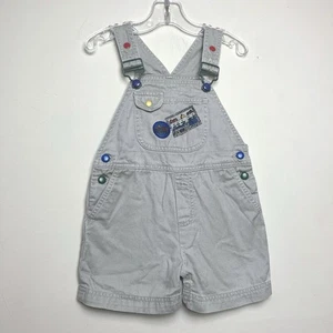 Vintage Gymboree Rainbow Tag Khaki Overalls Shortalls Tractor Farm 90s Size X - Picture 1 of 9