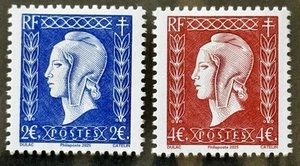 2025 France 2€ & 4€ Marianne de Dulac 1945-2025 - Stamps from Souvenir Sheet - Picture 1 of 1